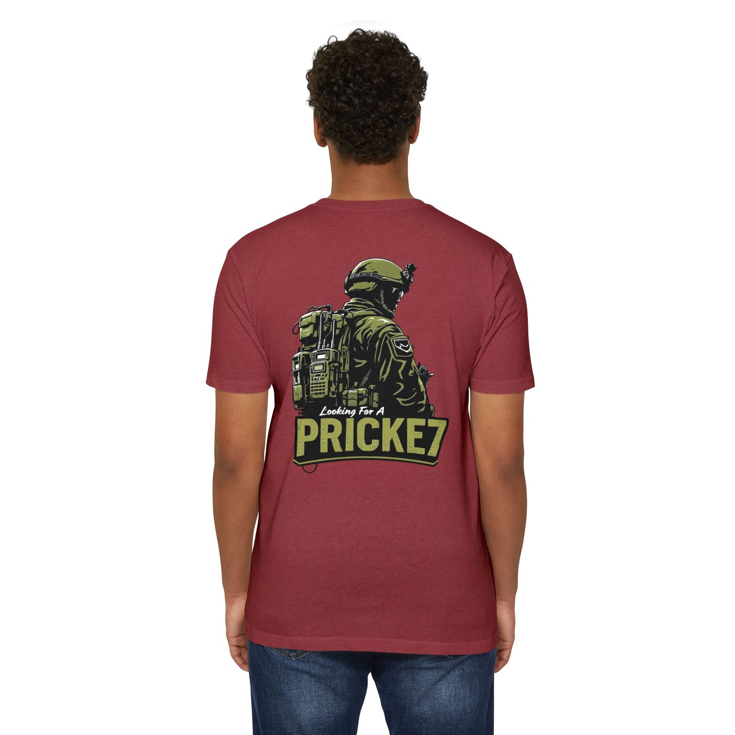 Unisex CVC Jersey T-shirt - Tactical Inspired "Looking For A Prick?" Design - Perfect for Outdoor Enthusiasts