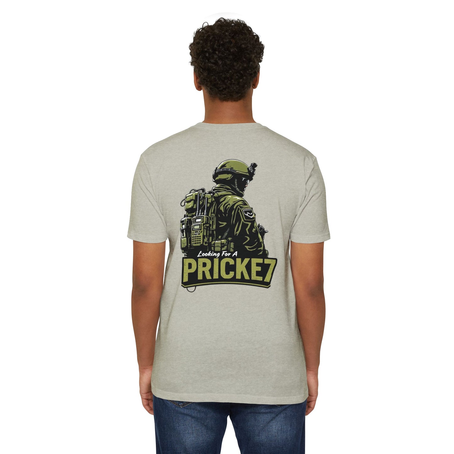 Unisex CVC Jersey T-shirt - Tactical Inspired "Looking For A Prick?" Design - Perfect for Outdoor Enthusiasts
