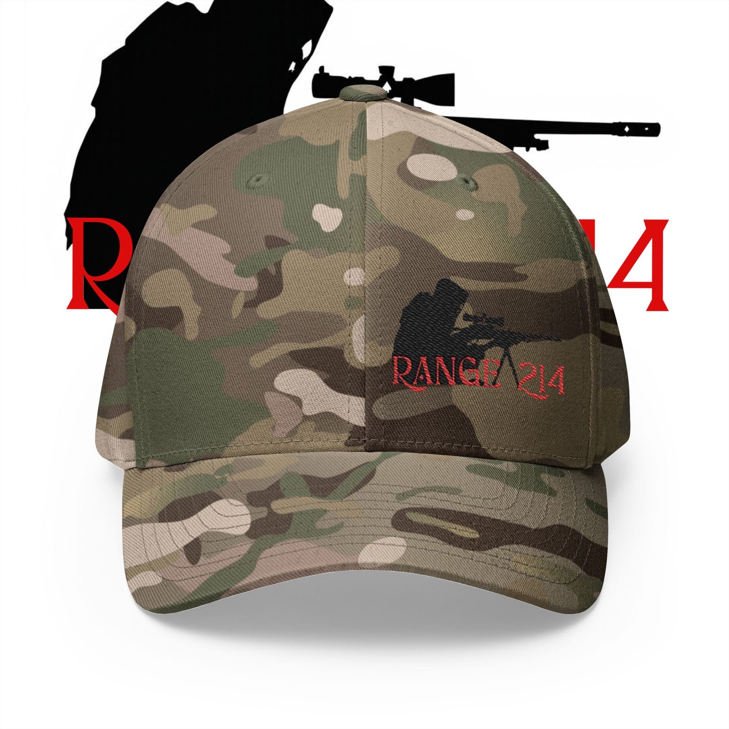 Range 214 Embroidered Flexfit Structured Cap - RANGE 214 Target Design