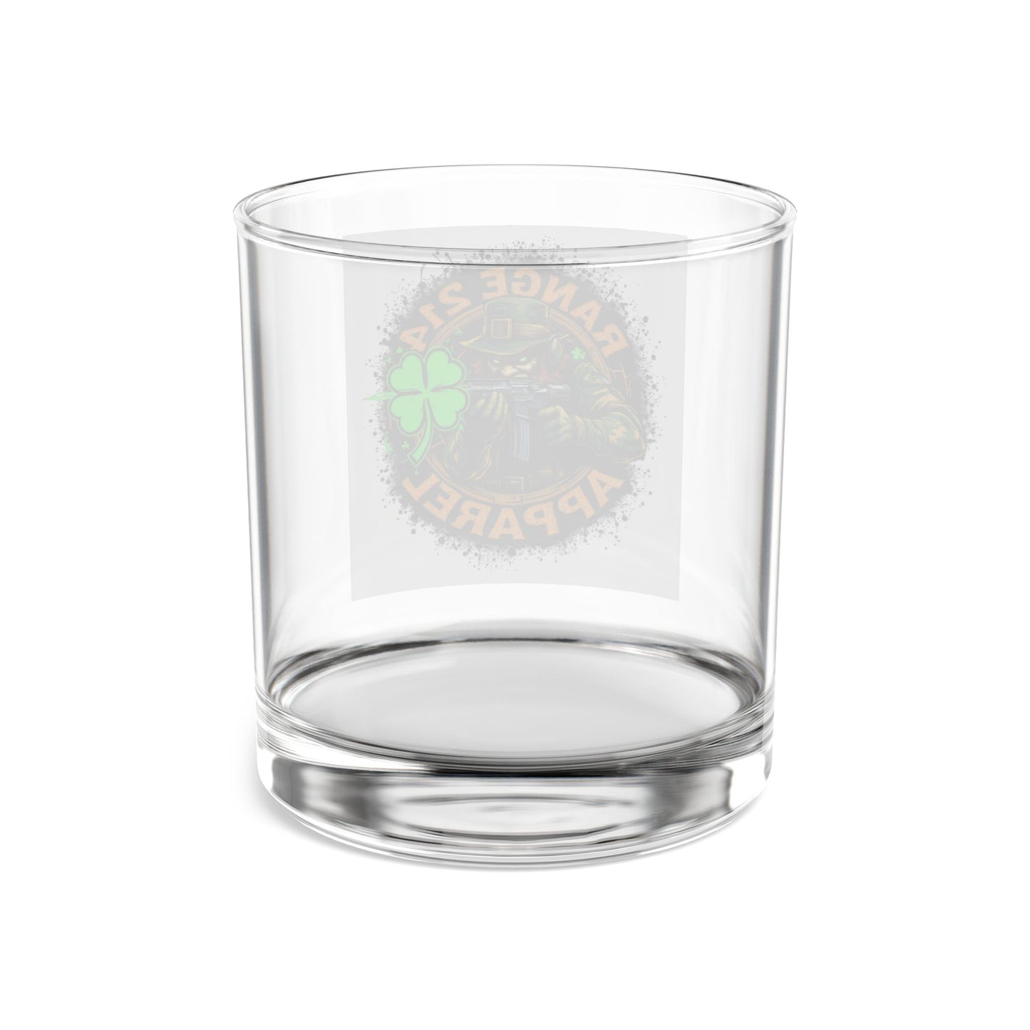 Range 214 Apparel 10oz Rocks Glass - Military Style Whiskey Tumbler with Lucky Clover Design