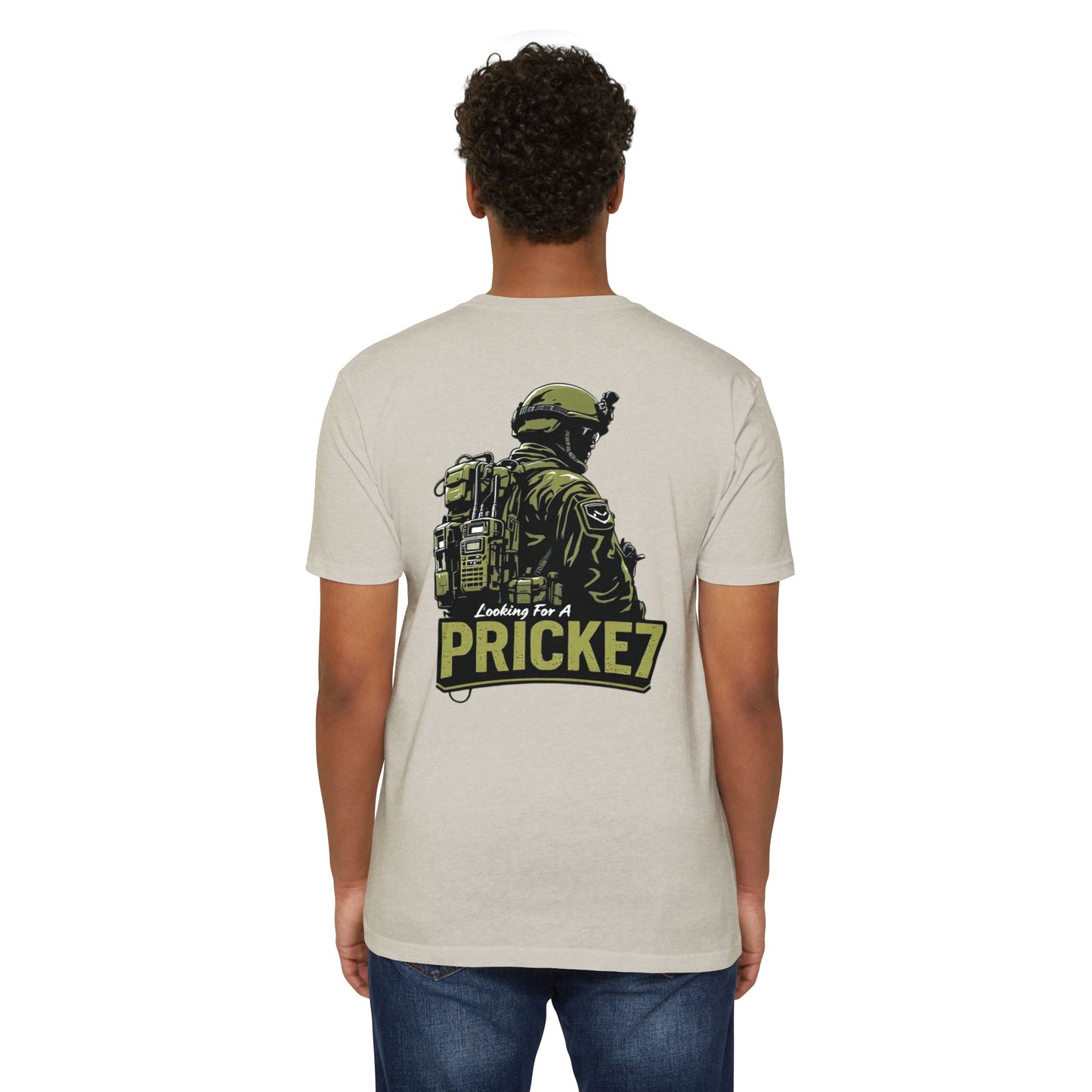 Unisex CVC Jersey T-shirt - Tactical Inspired "Looking For A Prick?" Design - Perfect for Outdoor Enthusiasts