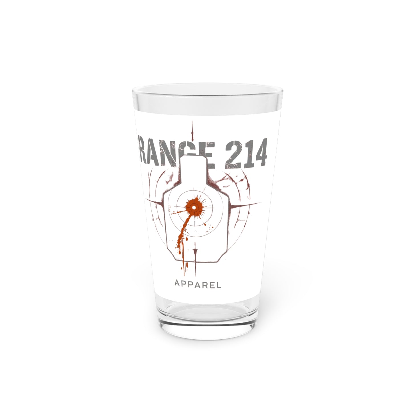 Range 214 16oz Pint Glass - Unique Firearm Design for Enthusiasts