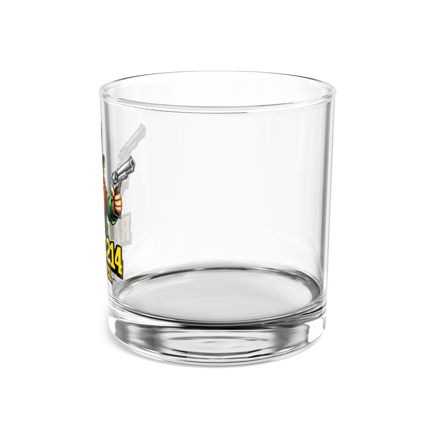 Custom 10oz Rocks Glass with Range 214 Apparel Design - Perfect for St. Patrick's Day Celebrations